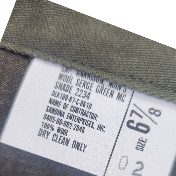 VTG 1987 USMC Mans Wool Serge Garrison Cap Green (#2234) Sz 6 7/8-Cold War - Picture 6 of 6